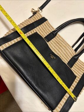 Dune Black and Natural Straw Tote Bag